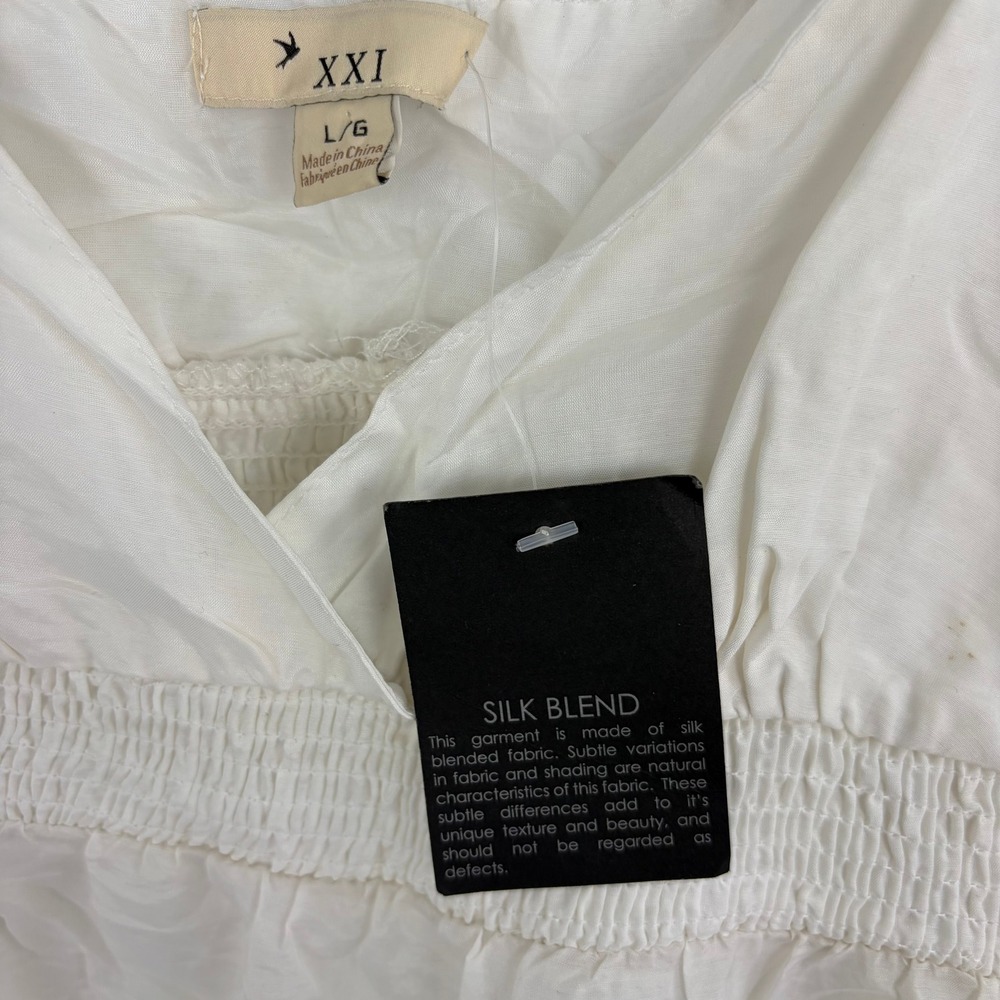 Y2K Forever 21 Babydoll Top White Embroidered Floral Camisole Romantic Large - Picture 7 of 12